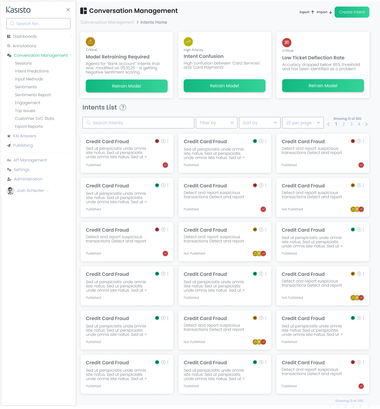 Intent Landing Dashboard Variant